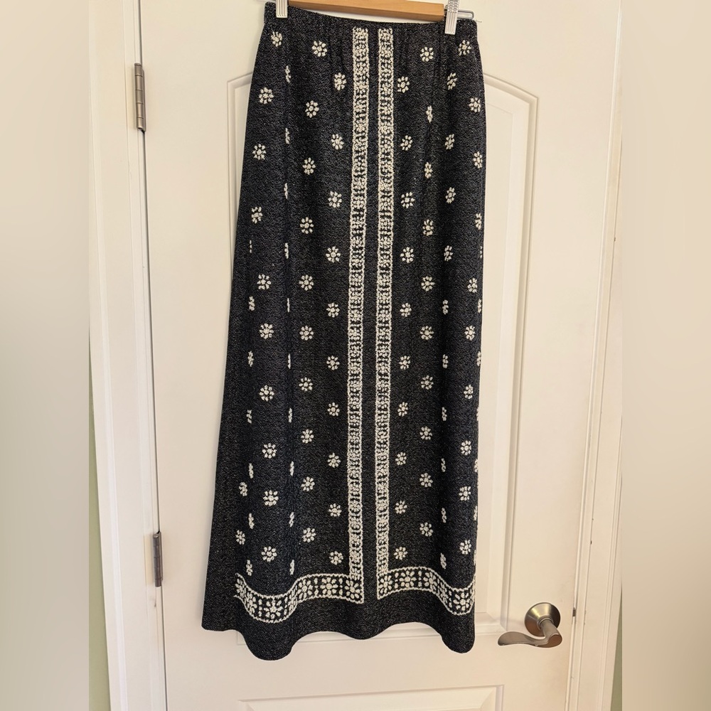 Elegant Black and White Floral Skirt
